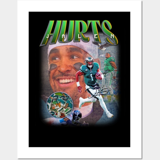 Jalen Hurts PHILLY Fly Philadelphia Birds Vintage Bootleg Design Wall Art by dsuss